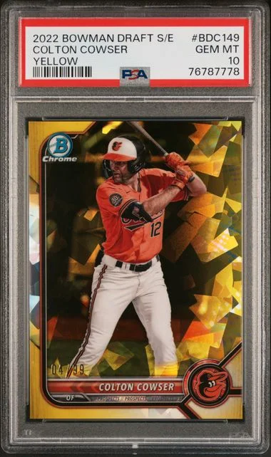 2022 Bowman Draft Colton Cowser Chrome Sapphire Edition Yellow #BDC-149 card image