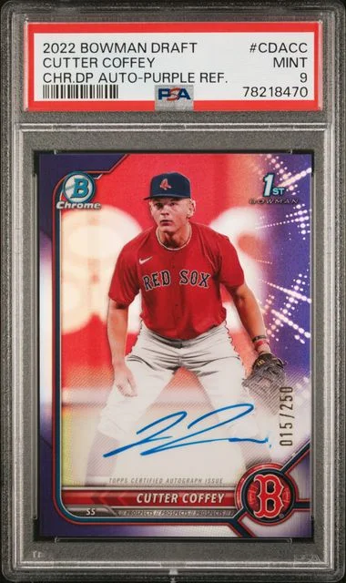 2022 Bowman Draft Cutter Coffey Chrome Draft Pick Autograph - Sparkle Refractor #CDACC card image