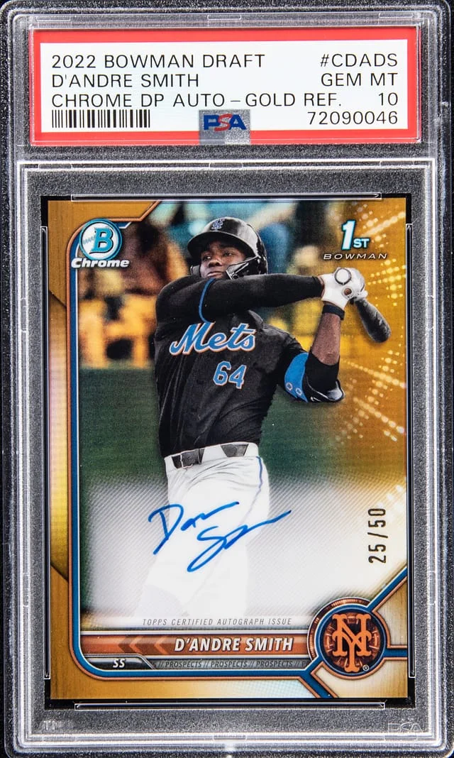 2022 Bowman Draft D'Andre Smith Chrome Draft Pick Autographs Blue Wave Refractor #CDADS card image