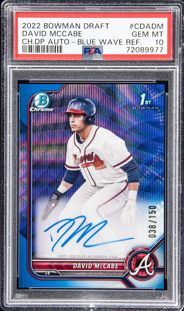 2022 Bowman Draft David Mccabe Chrome Draft Pick Autographs Blue Wave Refractor #CDADM card image