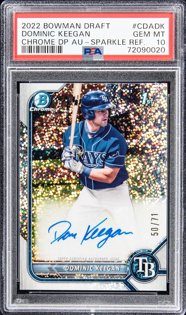2022 Bowman Draft Dominic Keegan Chrome Draft Picks Autograph - Sparkle Refractor #CDADK card image