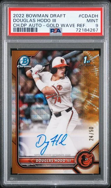 2022 Bowman Draft Douglas Hodo III Chrome Draft Pick Autographs Gold Wave Refractor #CDA-DH card image