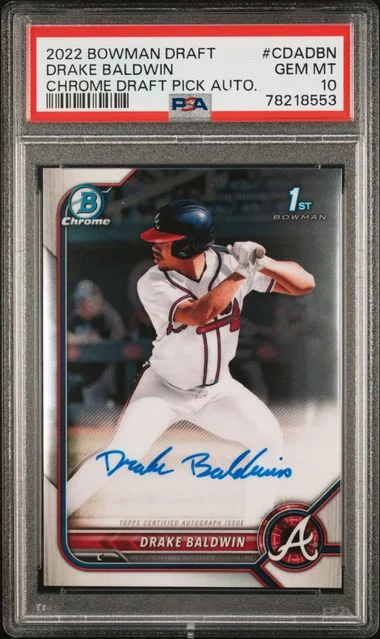 2022 Bowman Draft Drake Baldwin Chrome Draft Pick Autographs #CDADBN card image