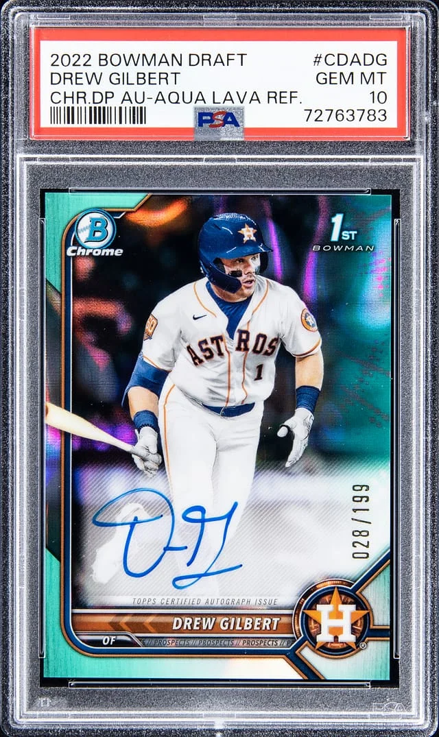 2022 Bowman Draft Drew Gilbert Chrome Draft Pick Autograph - Aqua Lava Refractor #CDADG card image
