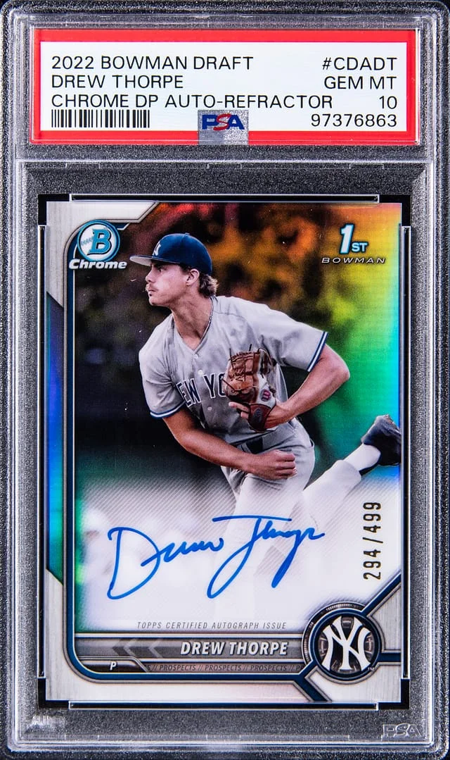 2022 Bowman Draft Drew Thorpe Chrome Draft Picks Autograph Refractor #CDA-DT card image