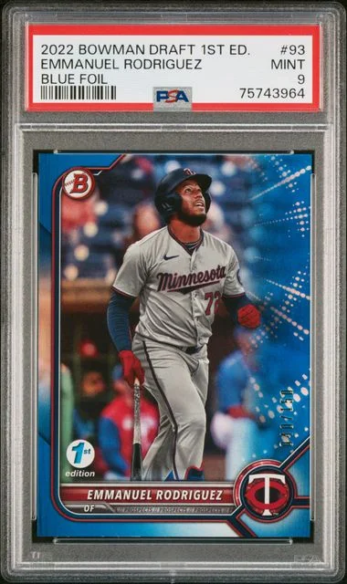 2022 Bowman Draft Emmanuel Rodriguez 1st Edition Blue Foil #93 card image