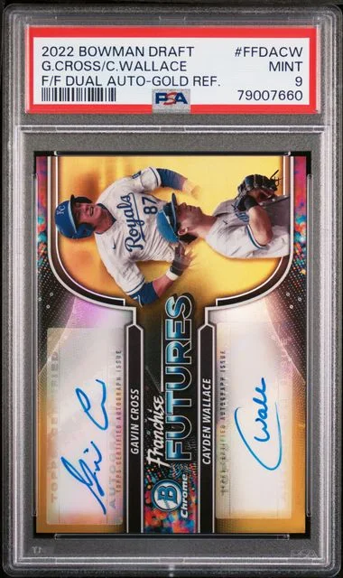 2022 Bowman Draft Franchise Futures Dual Autographs Gold Refractor Ffdacw Cayden Wallace/Gavin Cross #no-number card image