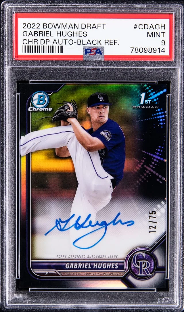 2022 Bowman Draft Gabriel Hughes Chrome Draft Pick Autograph - Black Refractor #CDAGH card image