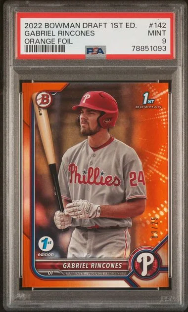 2022 Bowman Draft Gabriel Rincones 1st Edition Orange Foil #142 card image