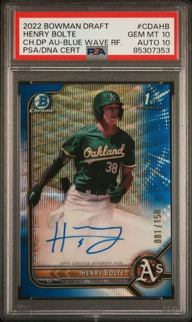 2022 Bowman Draft Henry Bolte Chrome Draft Pick Autographs Blue Wave Refractor #CDAHB card image