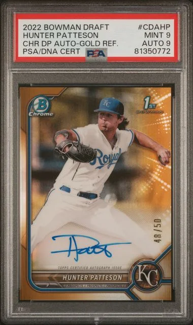 2022 Bowman Draft Hunter Patteson Chrome Draft Pick Autographs Gold Refractor #CDA-HP card image