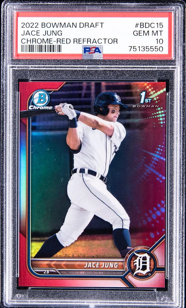 2022 Bowman Draft Jace Jung Chrome Red Refractor #BDC-15 card image