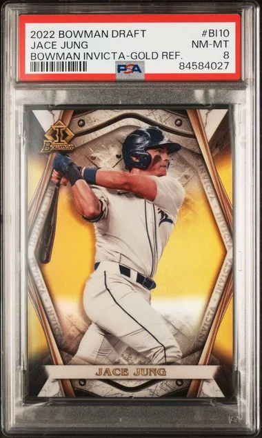2022 Bowman Draft Jace Jung Bowman Invicta Gold Refractor #BI10 card image