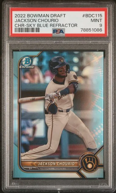 2022 Bowman Draft Jackson Chourio Chrome-Aqua Lava Refractor #BDC115 card image