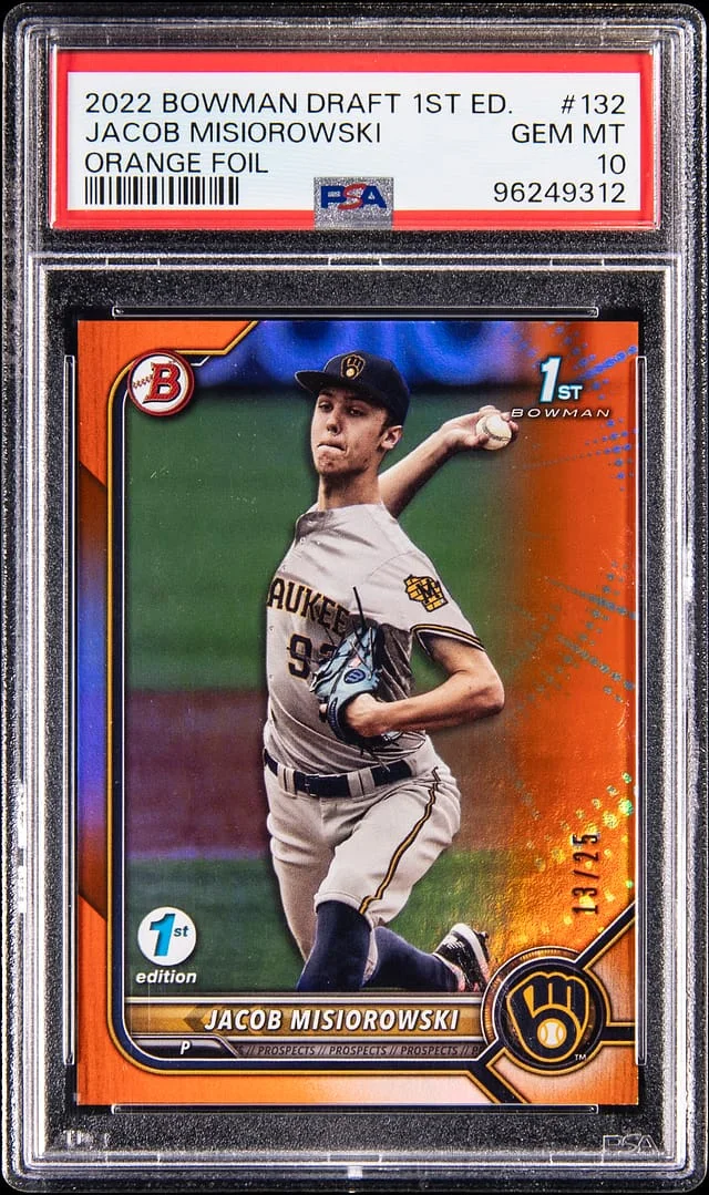 2022 Bowman Draft Jacob Misiorowski 1st Edition Orange Foil #132 card image