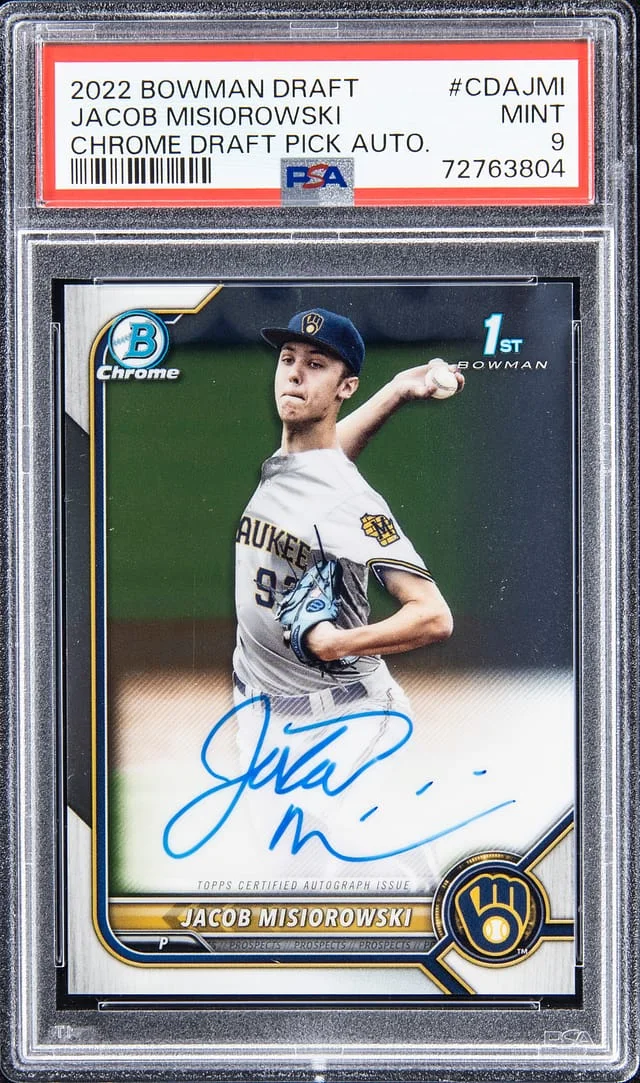 2022 Bowman Draft Jacob Misiorowski Chrome Draft Pick Chrome Draft Pick Autograph #CDAJMI card image