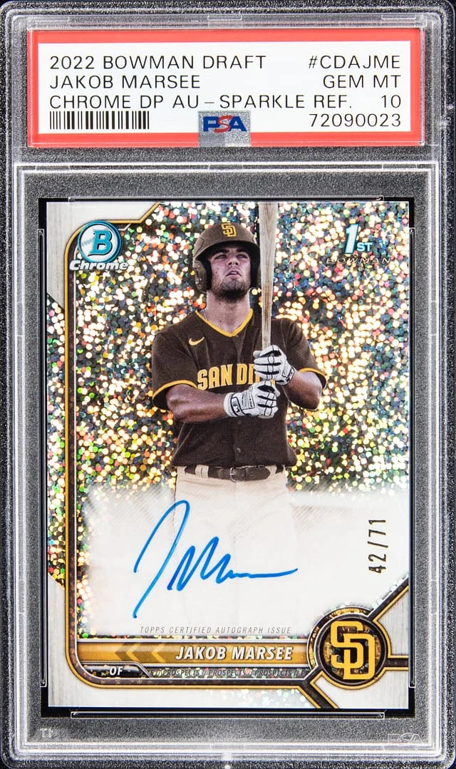 2022 Bowman Draft Jakob Marsee Chrome Draft Pick Autograph - Black Refractor #CDAJME card image