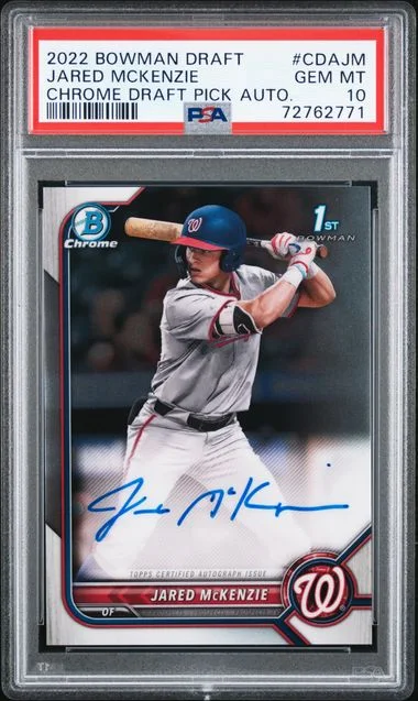 2022 Bowman Draft Jared McKenzie Chrome Draft Pick Autographs Sparkle Refractor #CDA-JM card image