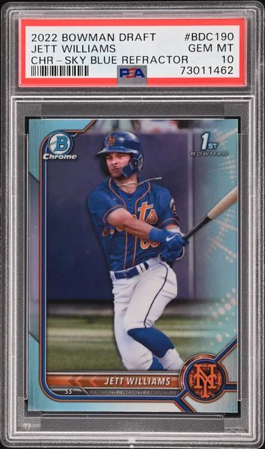2022 Bowman Draft Jett Williams Chrome Sky Blue Refractor #BDC-190 card image