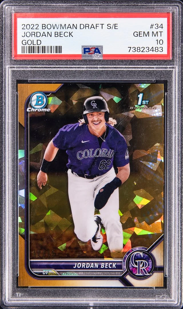 2022 Bowman Draft Jordan Beck Gold #34 card image