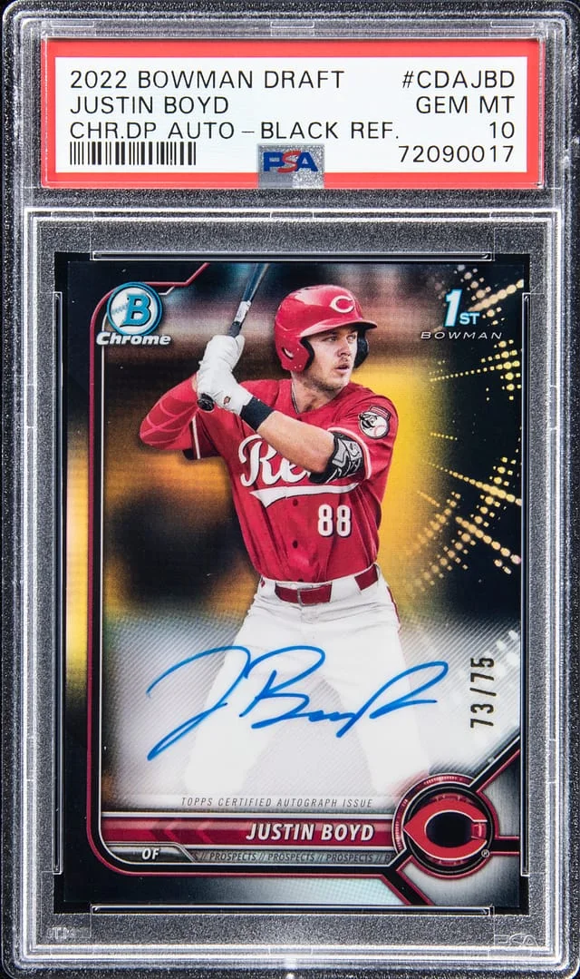 2022 Bowman Draft Justin Boyd Chrome Draft Pick Autograph - Black Refractor #CDAJBL card image