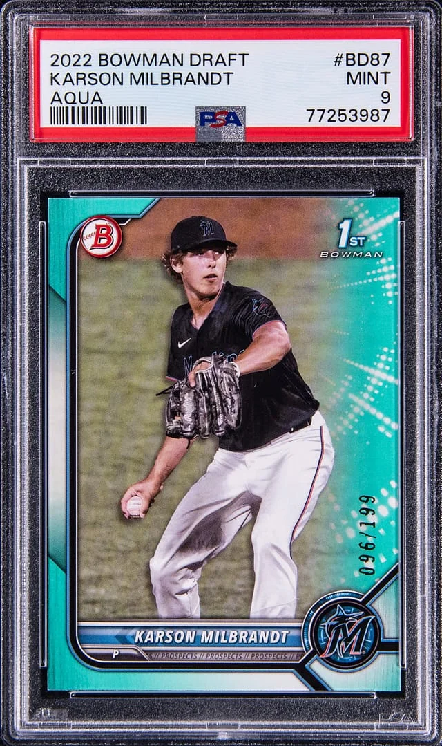 2022 Bowman Draft Karson Milbrandt Aqua #BD87 card image