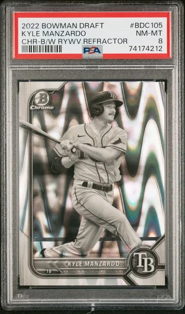 2022 Bowman Draft Kyle Manzardo Chrome Black & White Raywave Refractor #BDC-105 card image