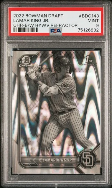 2022 Bowman Draft Lamar King Jr. Chrome Black/White Raywave Refractor #BDC-143 card image