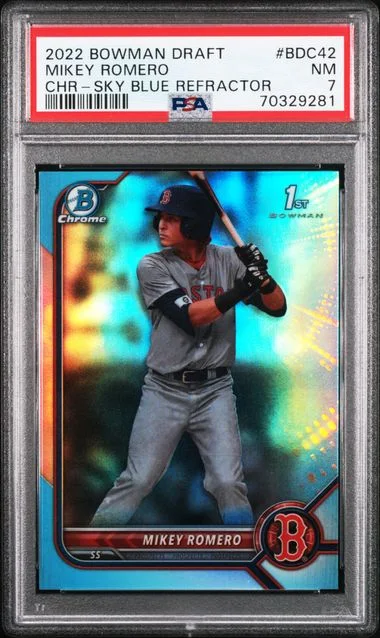 2022 Bowman Draft Mikey Romero Chrome-Sky Blue Refractor #BDC42 card image