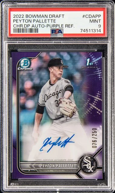 2022 Bowman Draft Peyton Pallette Chrome Draft Pick Autographs Purple Refractor #CDA-PP card image