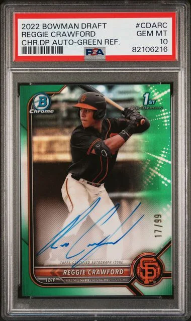 2022 Bowman Draft Reggie Crawford Chrome Draft Pick Autographs Green Refractor #CDA- card image