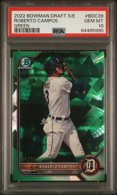 2022 Bowman Draft Roberto Campos Chrome Sapphire Edition Green #BDC39 card image