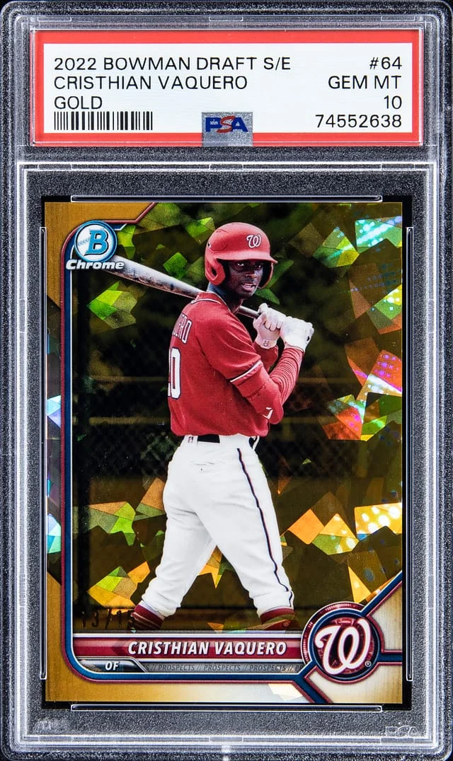 2022 Bowman Draft Sapphire Cristian Vaquero Gold #64 card image