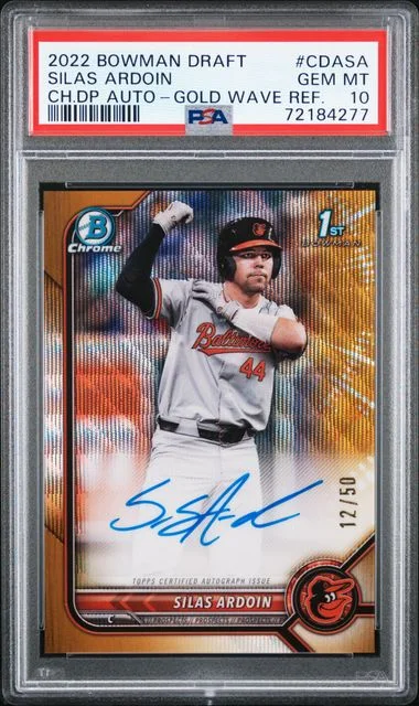 2022 Bowman Draft Silas Ardoin Chrome Draft Pick Autographs Gold Wave Refractor #CDA-SA card image