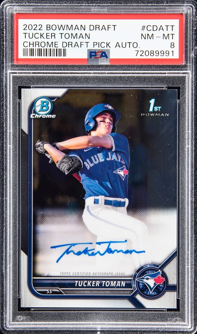 2022 Bowman Draft Tucker Toman Chrome Draft Pick Auto #CDATT card image