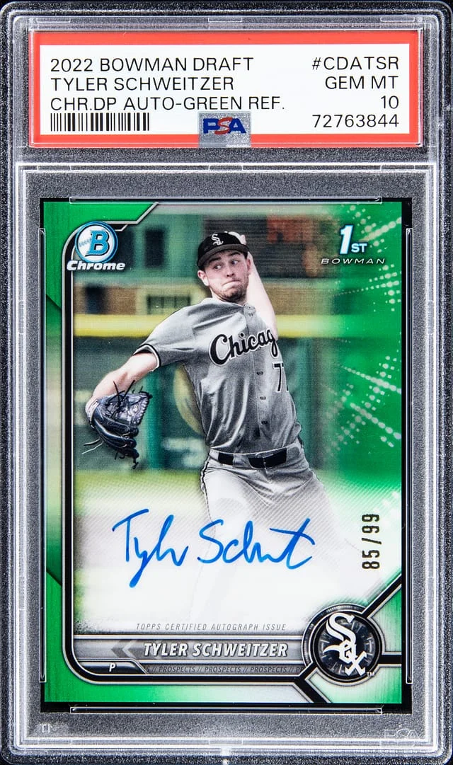 2022 Bowman Draft Tyler Schweitzer Chrome Draft Pick Autograph - Black Refractor #CDATSR card image