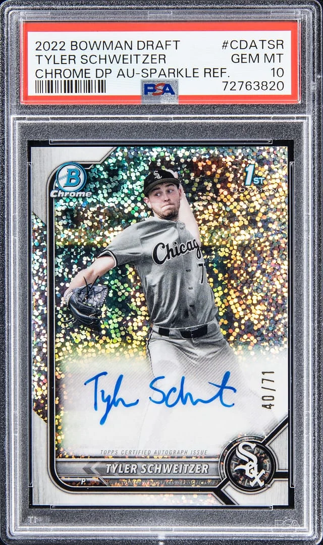 2022 Bowman Draft Tyler Schwitzer Chrome Draft Pick Autograph - Speckle Refractor #CDATSR card image
