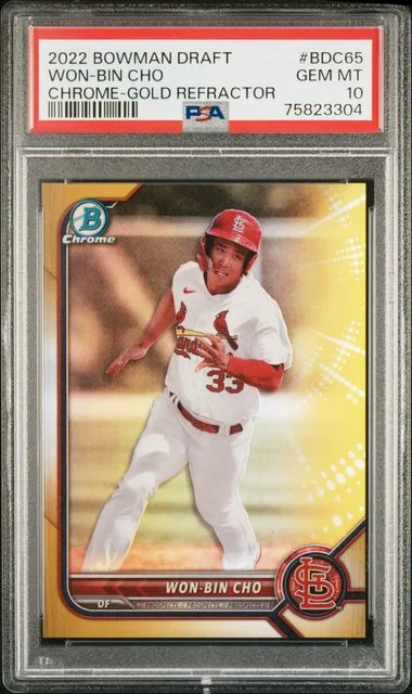 2022 Bowman Draft Won-Bin Cho Chrome-Gold Refractor #Bdc65 card image