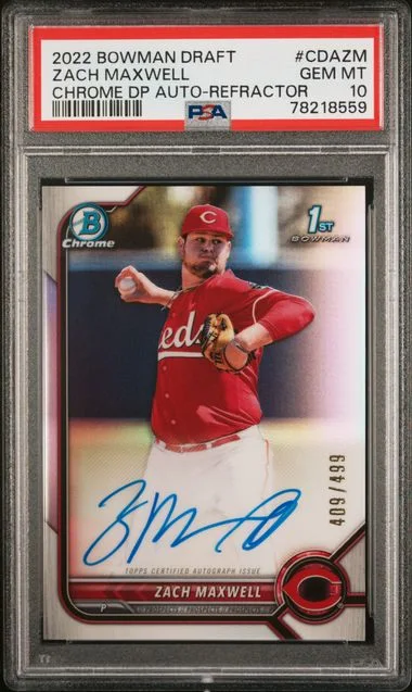 2022 Bowman Draft Zach Maxwell Chrome Draft Pick Autographs #CDAZM card image