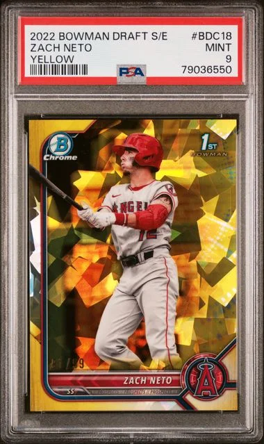 2022 Bowman Draft Zach Neto Chrome Sapphire Edition Yellow #BDC-18 card image