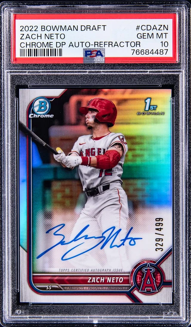 2022 Bowman Draft Zach Neto Chrome Draft Picks Autograph Refractor #CDAZN card image