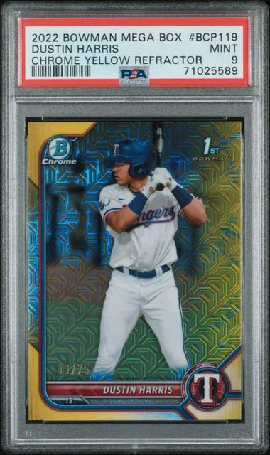 2022 Bowman Dustin Harris Mega Box Chrome Yellow Refractor #119 card image