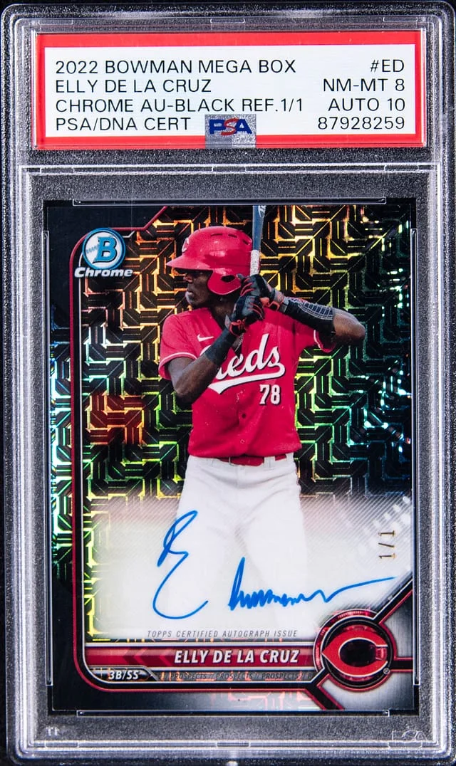 2022 Bowman Elly De La Cruz Mega Box Chrome Autographs Black Refractor #BMA-ED card image