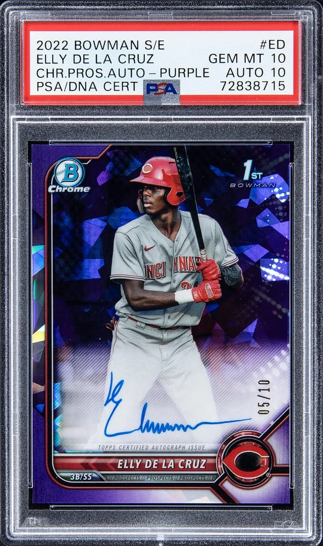 2022 Bowman Elly De La Cruz Sapphire Edition Chrome Prospect Autographs Purple #BSPA-ED card image