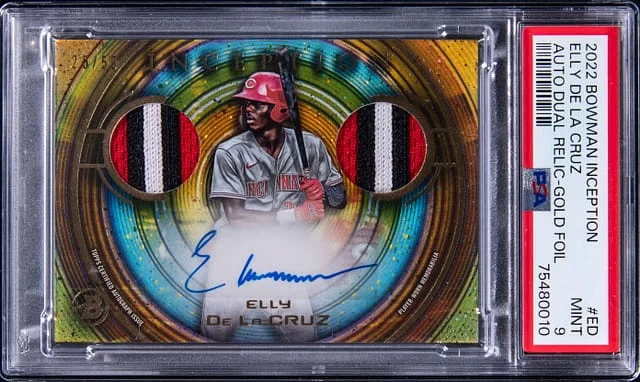 2022 Bowman Elly De La Cruz Inception Autograph Dual Relics Gold Foil #ED card image