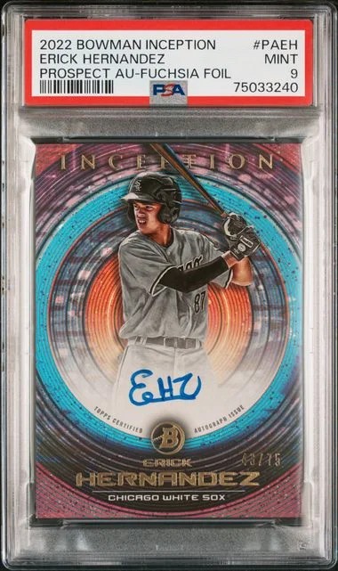 2022 Bowman Erick Hernandez Inception Prospect Autographs Fuchsia Foil #PAAEH card image