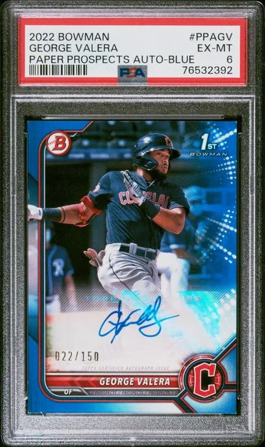 2022 Bowman George Valera Paper Prospects Autographs Blue #PPA-GV card image