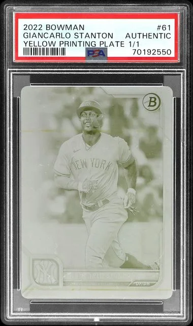 2022 Bowman Giancarlo Stanton Yellow Printing Plate #61 card image