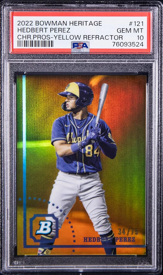2022 Bowman Hedbert Perez Heritage Chrome Prospects - Yellow Refractor #121 card image
