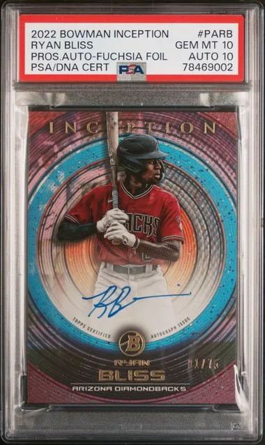 2022 Bowman Inception Prospect Autographs Fuchsia Foil Parb Ryan Bliss #no-number card image